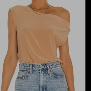 Norma Kamali Drop Shoulder Top Nude Stretch Jersey Size Small